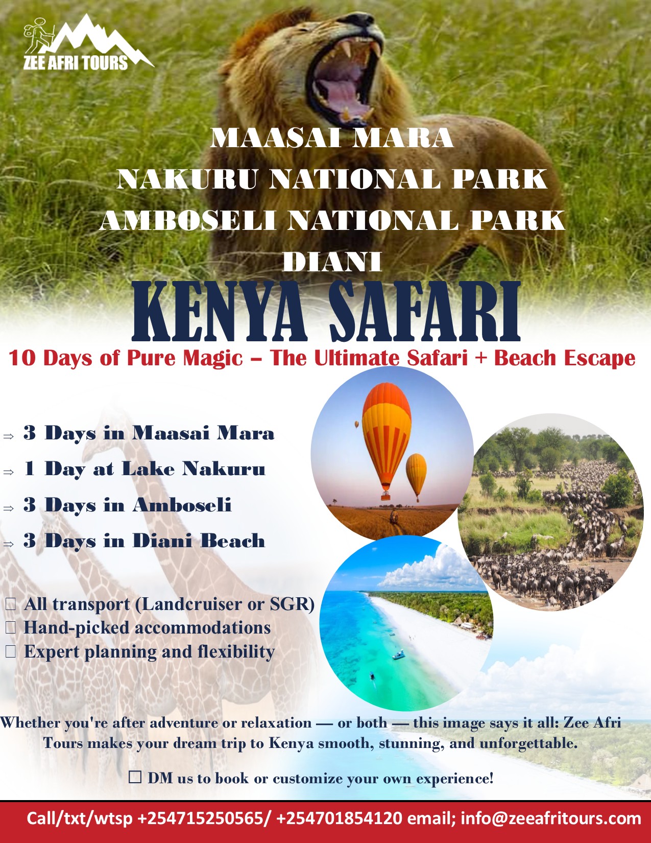 10 Day Safari from Maasai Mara to Diani
